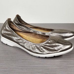 Clarks Jenette Ease Casual Flats, Metallic Leather, Womens Size 8 M / 39